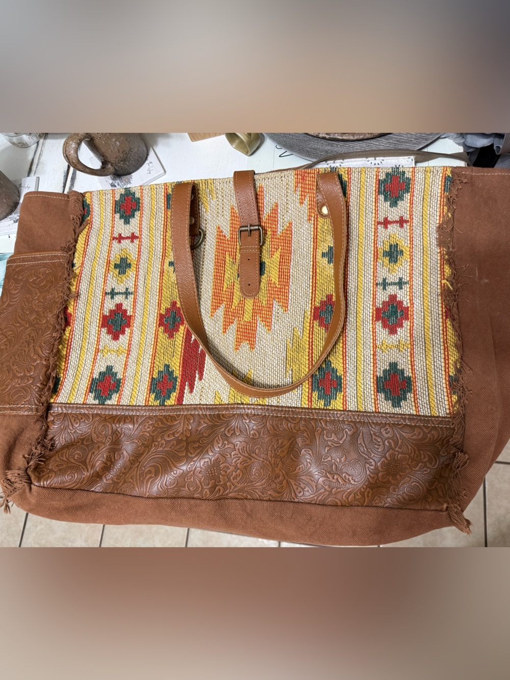 Southwestern Boho Weekender Tote Bag - Picture 2 of 9